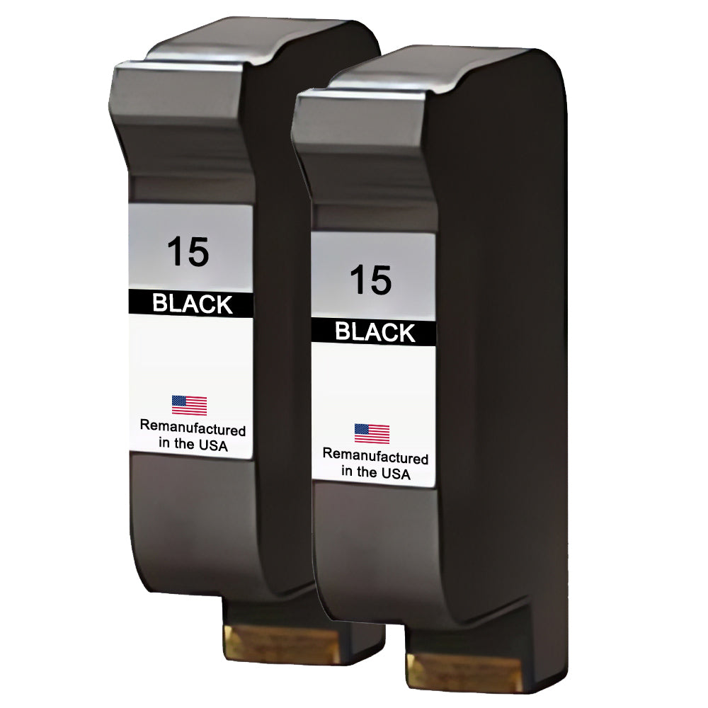 U.S. Remanufactured for HP 15 (C6615DN) Black Ink Cartridges Twin Pack