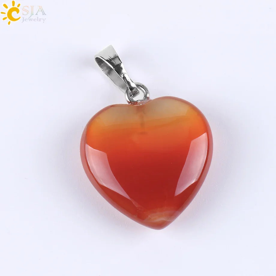 Natural Stone Heart Pendant Necklace | Crystal Healing Jewelry for Women