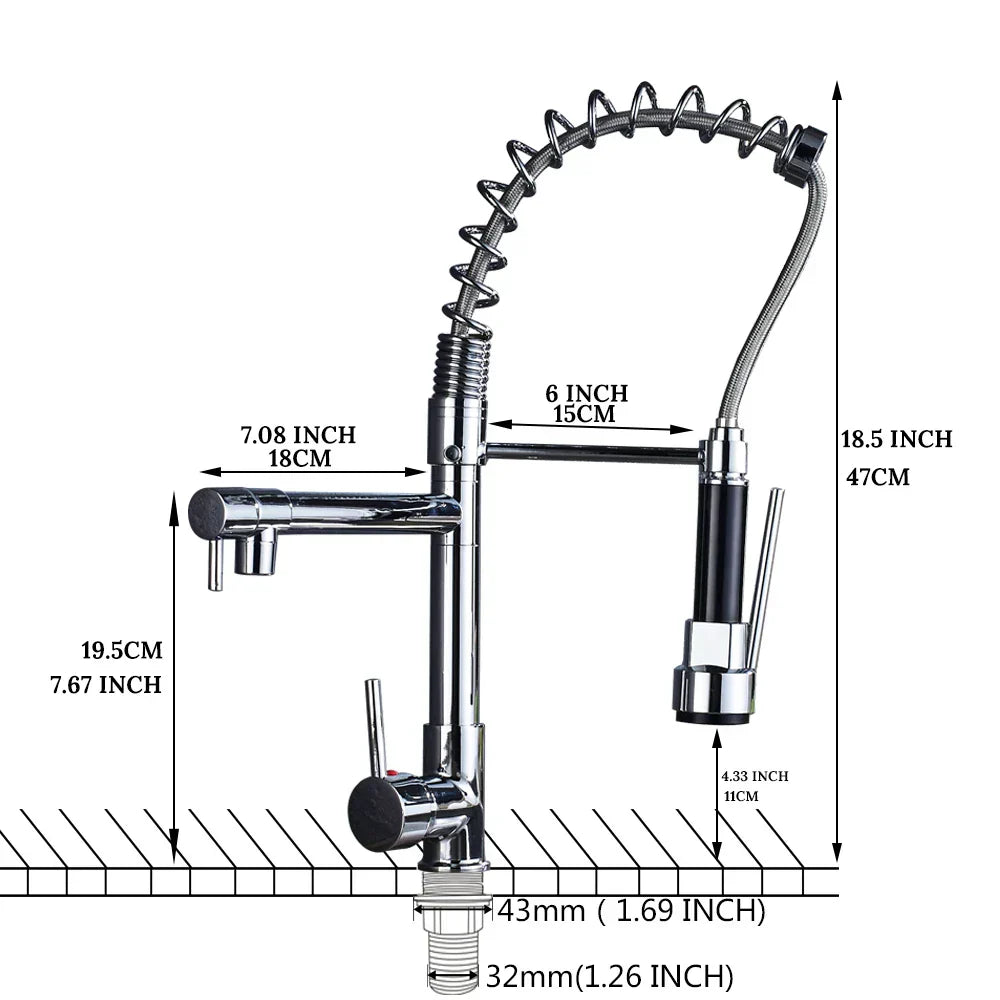DecorBites™ Kitchen Faucet Pull Out Dual Spout Single Handle Mixer Tap 360 Rotation