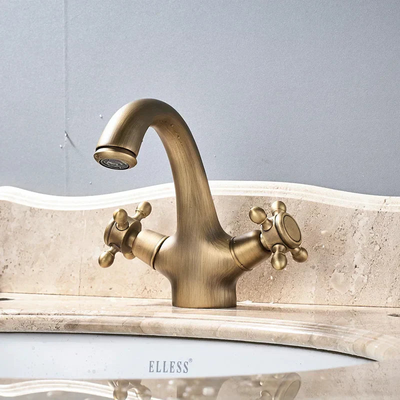 DecorBites™ Dual Handle Brass Basin Faucet for Bathroom Vanity Sink