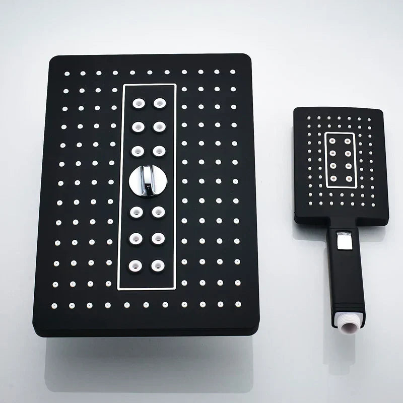 Modern black & gold rainfall shower head bathroom handshower