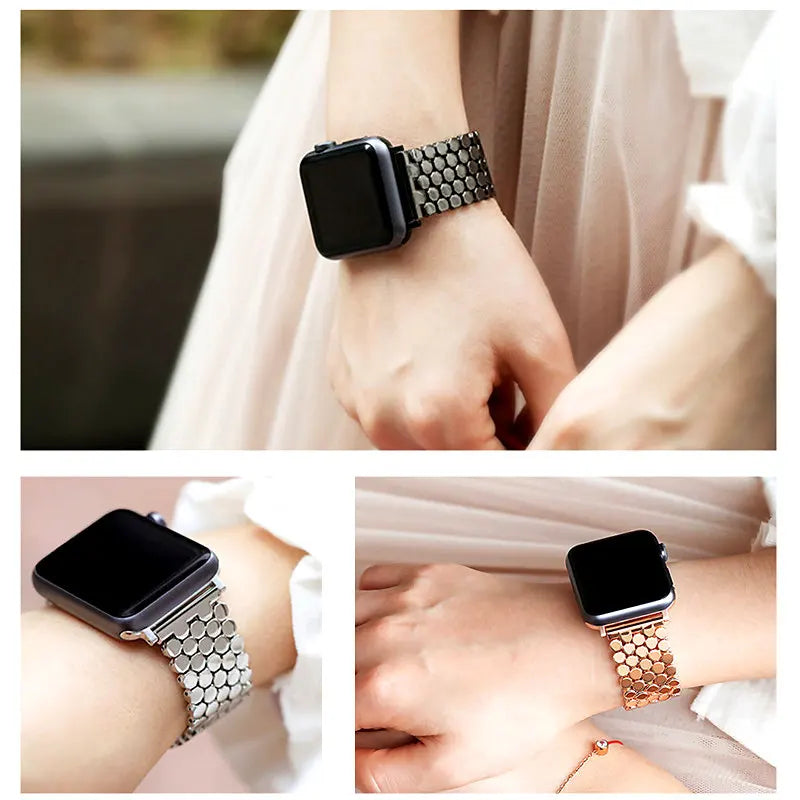 Apple Watch Stainless Steel Strap - Sleek Fish-Scale Design