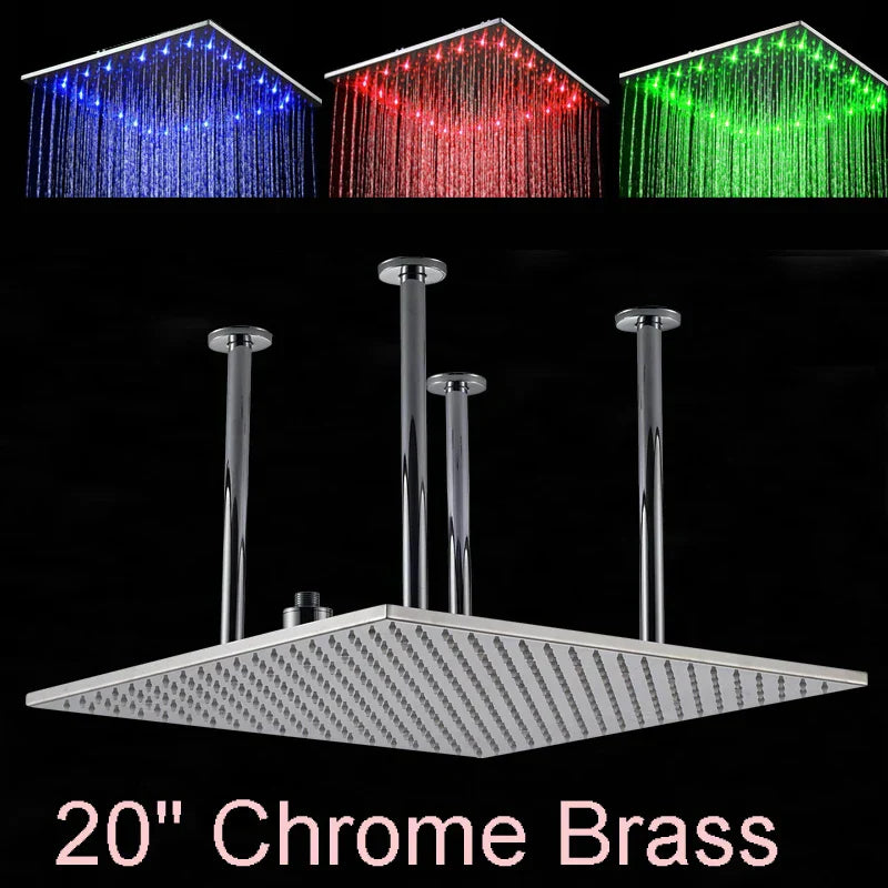 DecorBites™ 20" LED Rainfall Shower Head in Chrome & Brushed Nickel