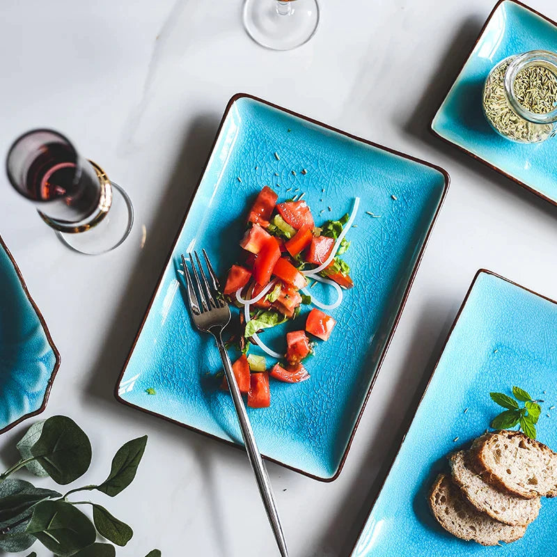 DecorBites™ Ice Cracking Glaze Ceramic Tableware Set - Blue Color
