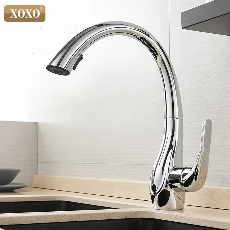 DecorBites™ Golden Kitchen Faucet Pull Out Single Handle Water Mixer Tap
