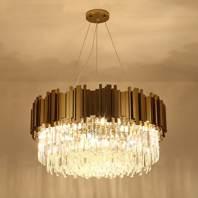 DecorBites™ Gold LED Crystal Ceiling Chandelier for Elegant Home Decor