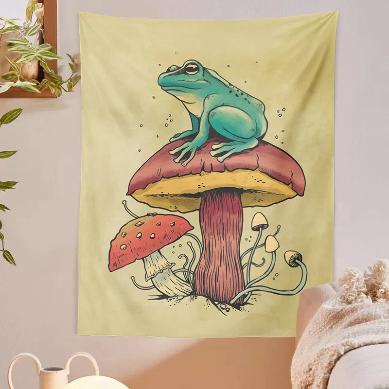DecorBites™ Frog Mushroom Psychedelic Tapestry Wall Hanging