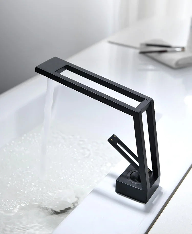 DecorBites™ Black Brass Basin Faucet Mixer with Single Handle Deck Mount