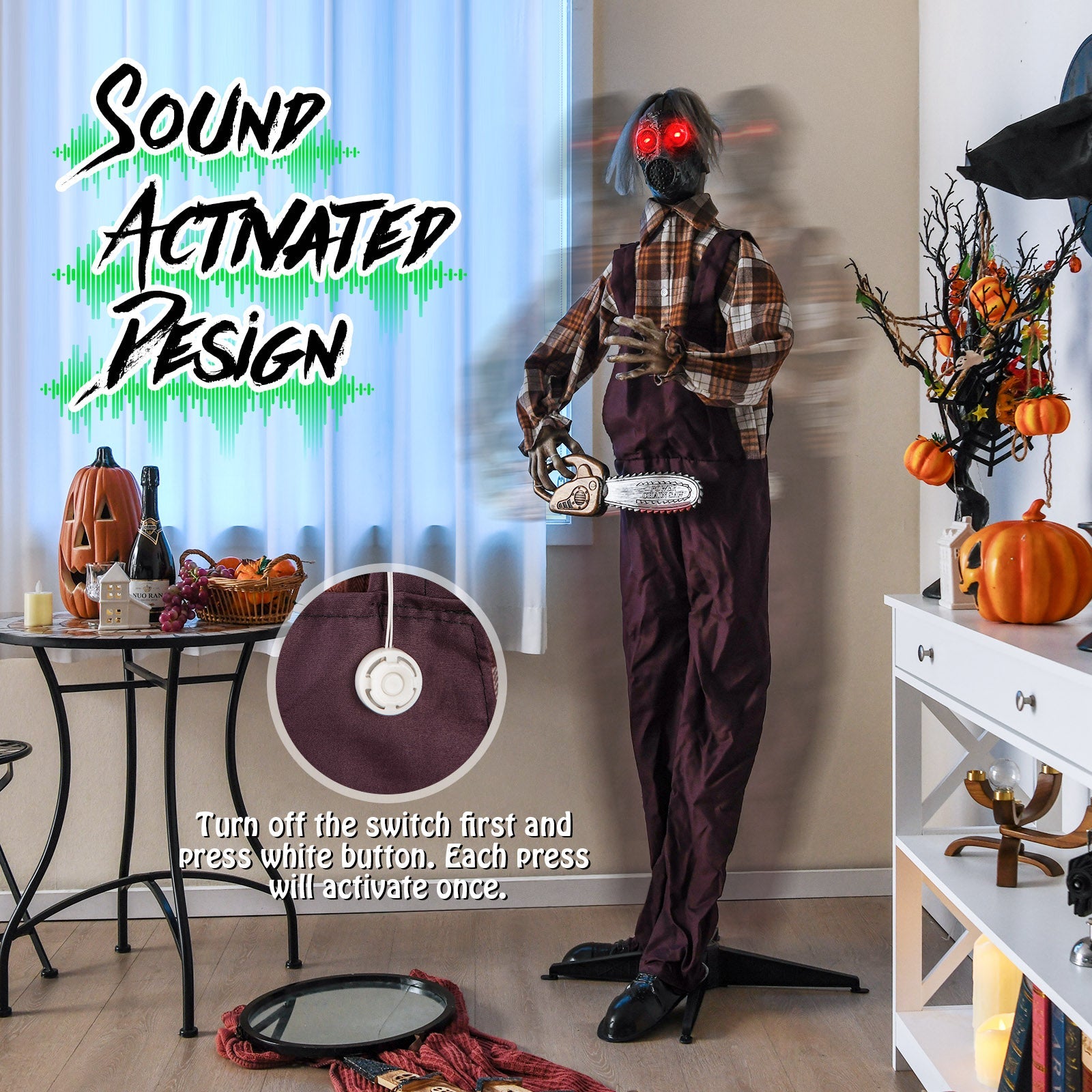Halloween Animatronic Shaking Haunted Man with Lights and Sound