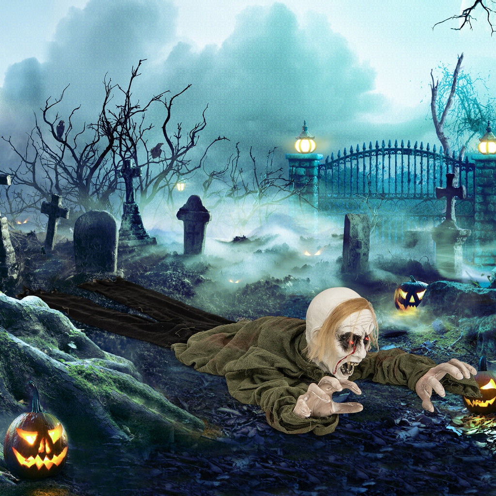 Halloween Groundbreaker Climbing Zombie with Light up Eyes and Creepy Sound