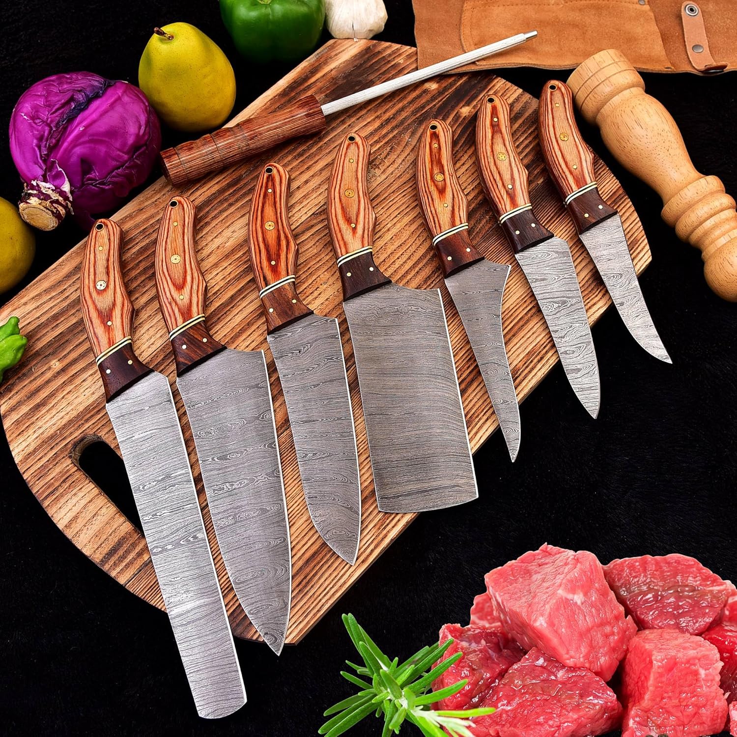 Custom Handmade Damascus Steel Chef’s Knife - 8" Blade