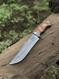 Custom Handmade 15-Inch D2 Steel Acid Wash Bowie Knife with Rosewood Handle and Steel Guard
