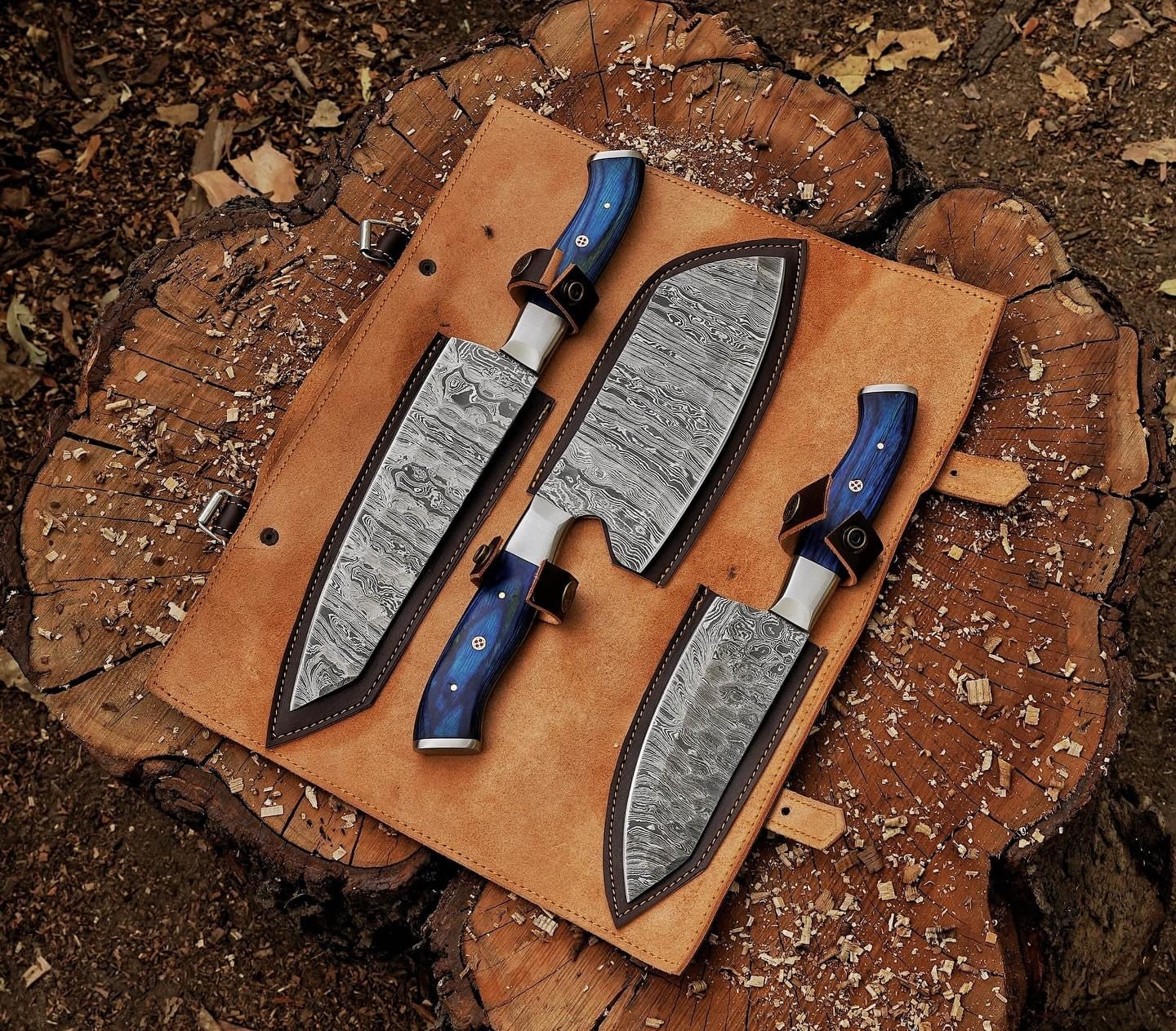 Custom Handmade Damascus Knife Set - 3 to 8 Inches