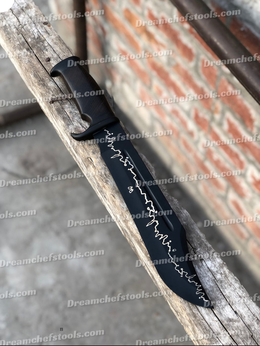 Custom Handmade J2 Powder Coat Steel Crocodile Dundee Bowie Knife with Rosewood Handle and Steel Guard