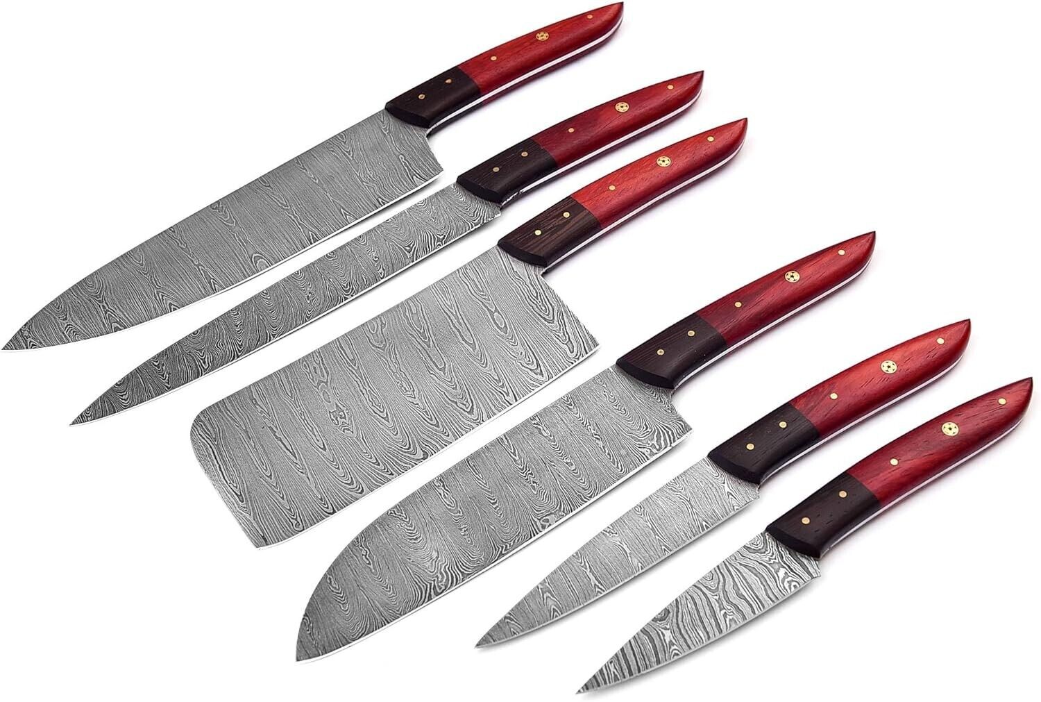Custom Handmade Damascus Steel Chef Knife with Rosewood Handle - 8 Inch Blade
