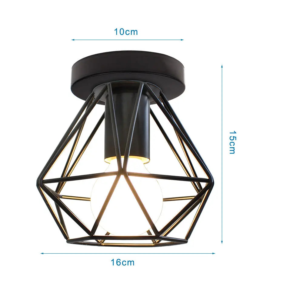 DecorBites™ Iron Cage Ceiling Light Modern Nordic Retro Black Loft E27 Home Lighting