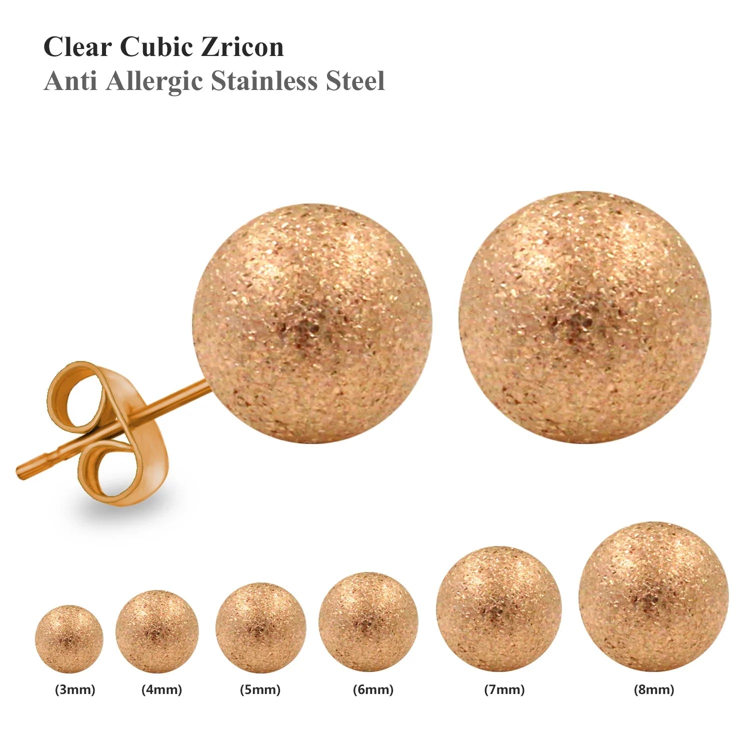 Stainless Steel Ball Stud Earrings Set 6 Pairs | Minimalist Round Clip Earrings for Women Girls