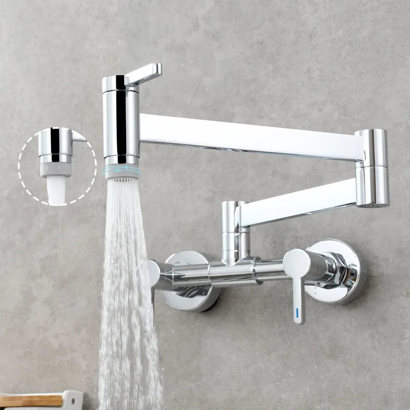 DecorBites™ Black Brass Pot Filler Tap, Foldable Kitchen Faucet with Rotate Spout