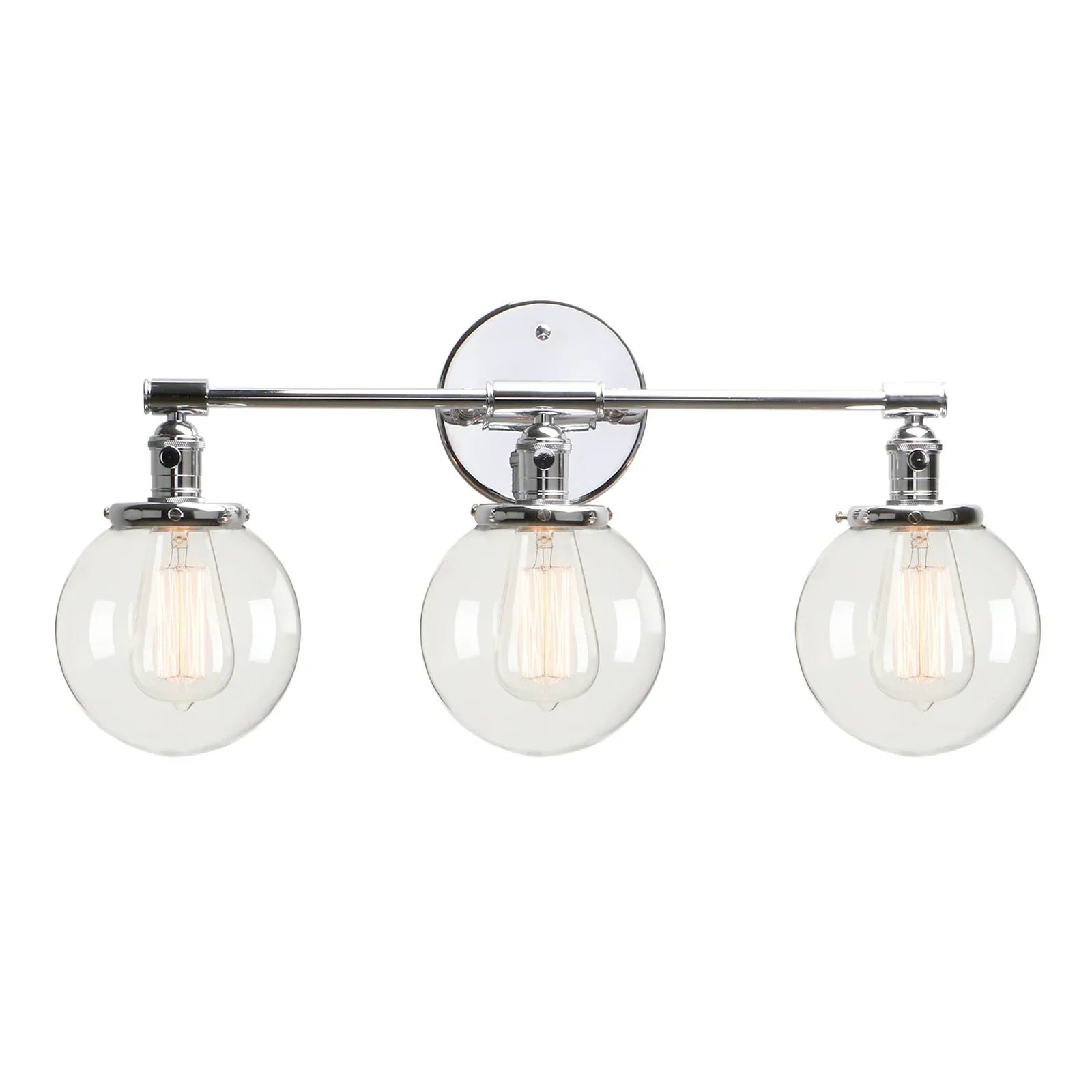DecorBites™ Black 3-Light Wall Sconce Bathroom Vanity Fixture with Round Glass Canopy