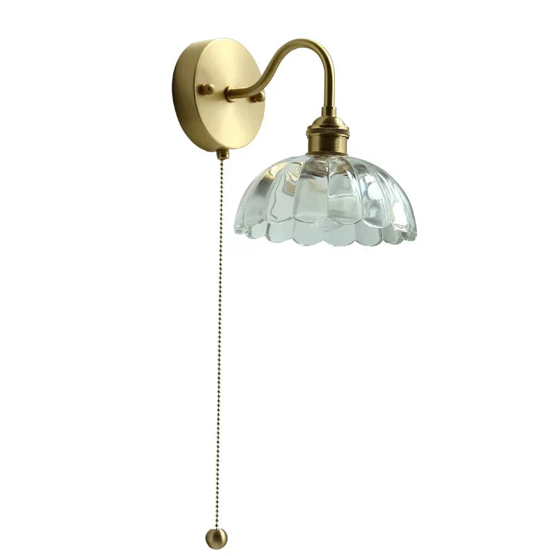 DecorBites™ Glass Copper LED Wall Lights with Pull Chain Switch for Home Bedroom Bathroom Mirror
