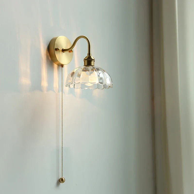 DecorBites™ Glass Copper LED Wall Lights with Pull Chain Switch for Home Bedroom Bathroom Mirror