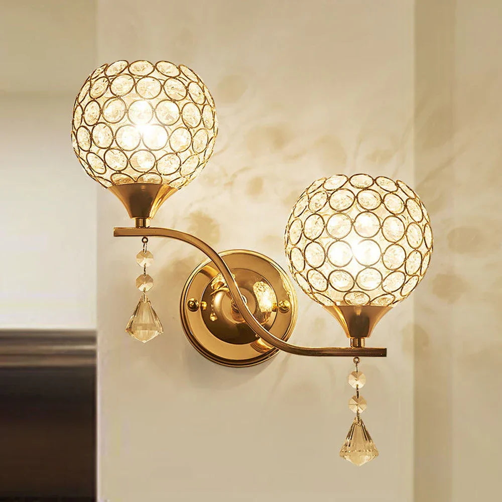 DecorBites™ Crystal Wall Sconce: Modern Bedside Wall Lamp for Home Decor