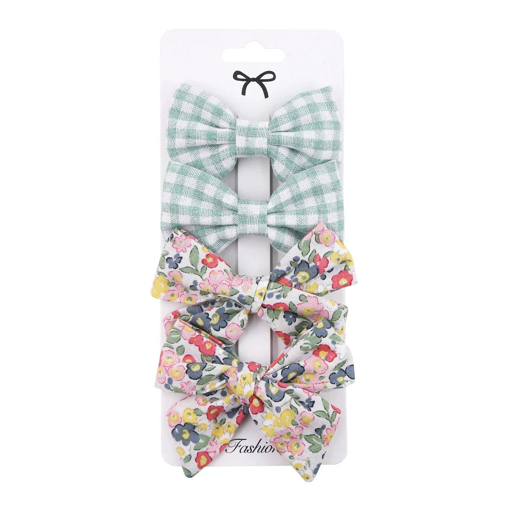 4Pcs Leopard Print Hair Bow Clips for Baby Girls Lace Barrettes