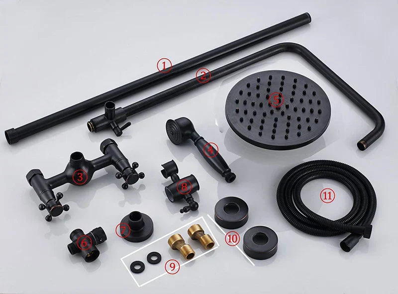 DecorBites™ Black Bronze Shower Faucet Set with 8" Rain Shower Head & Hand Shower