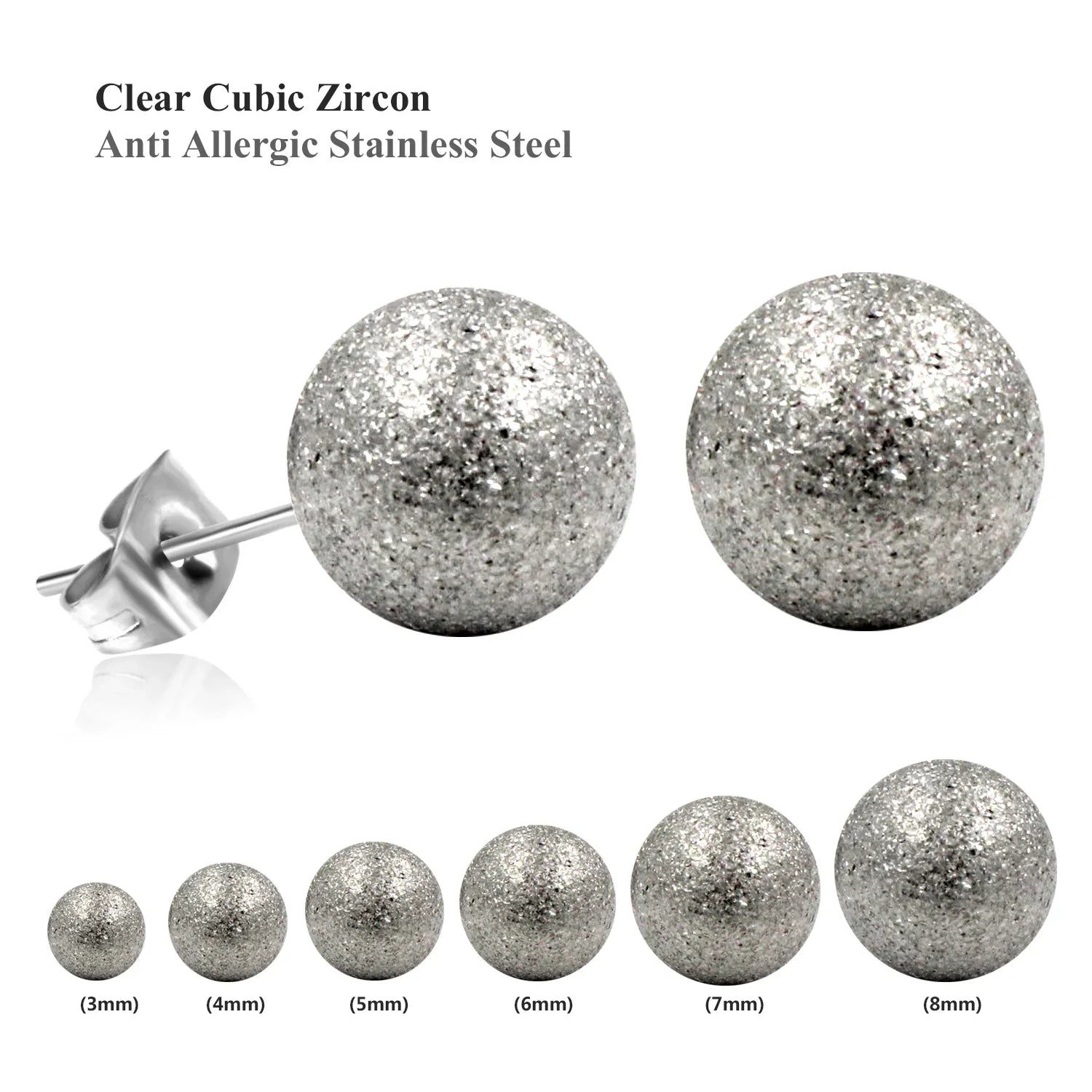 Stainless Steel Ball Stud Earrings Set 6 Pairs | Minimalist Round Clip Earrings for Women Girls