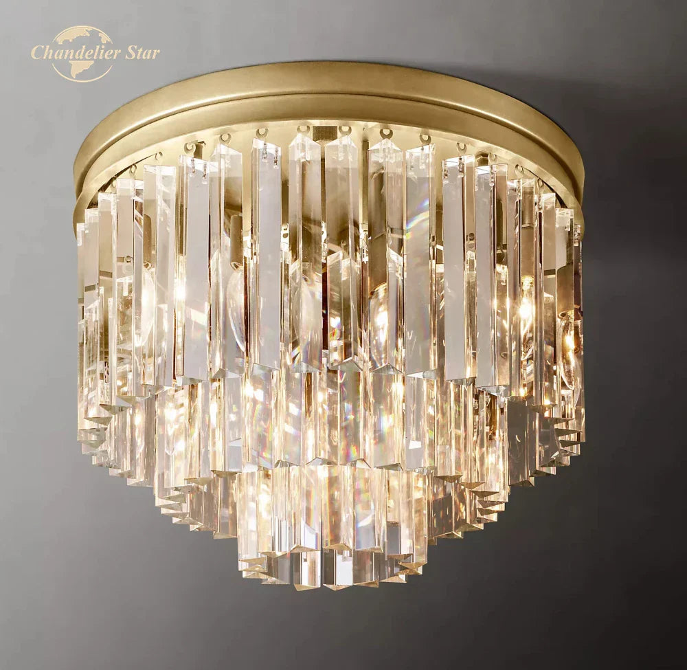 DecorBites™ Crystal Flushmount Chandelier - Modern Ceiling Light for Living Room