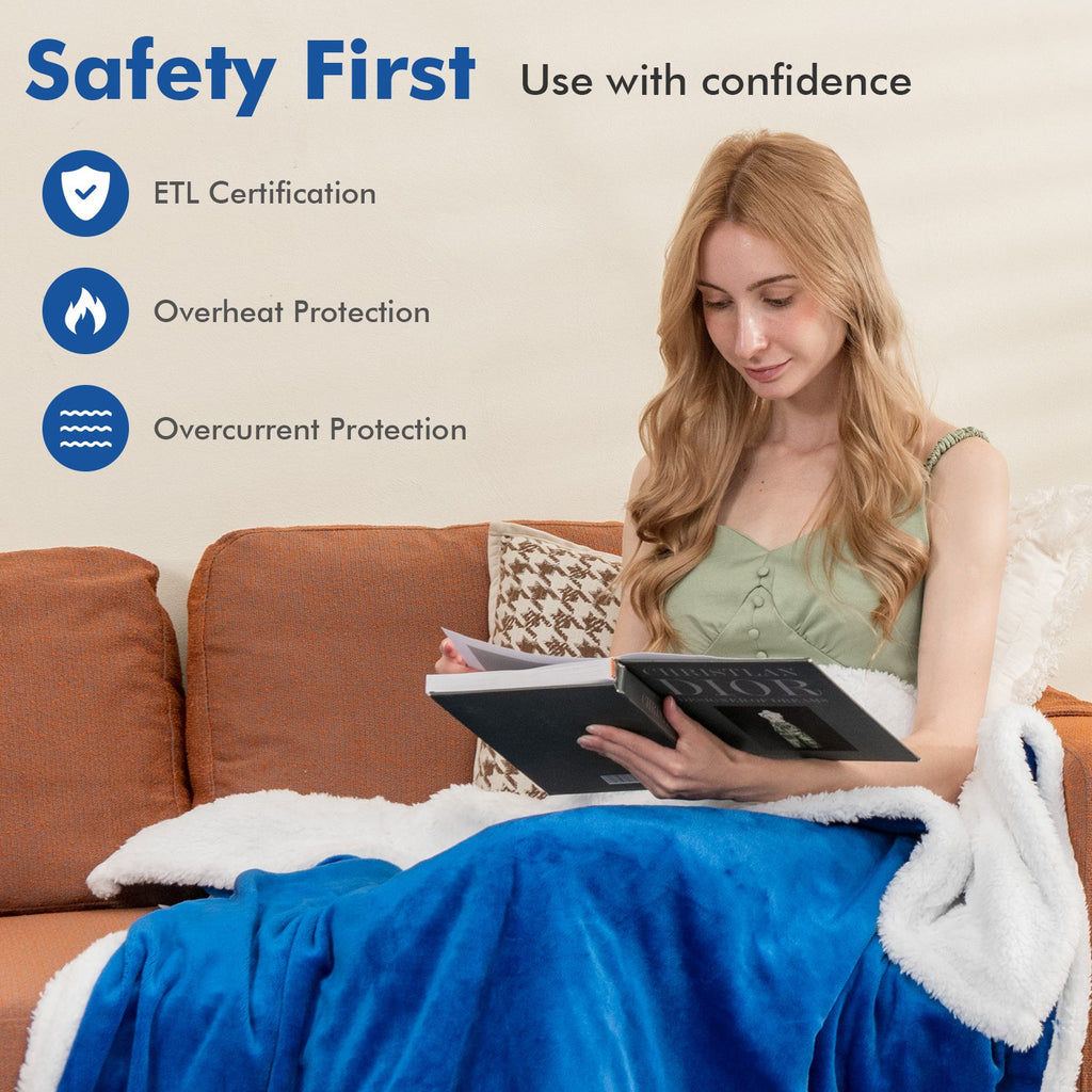 Heated Electric Blanket Throw with 10 Heat Levels