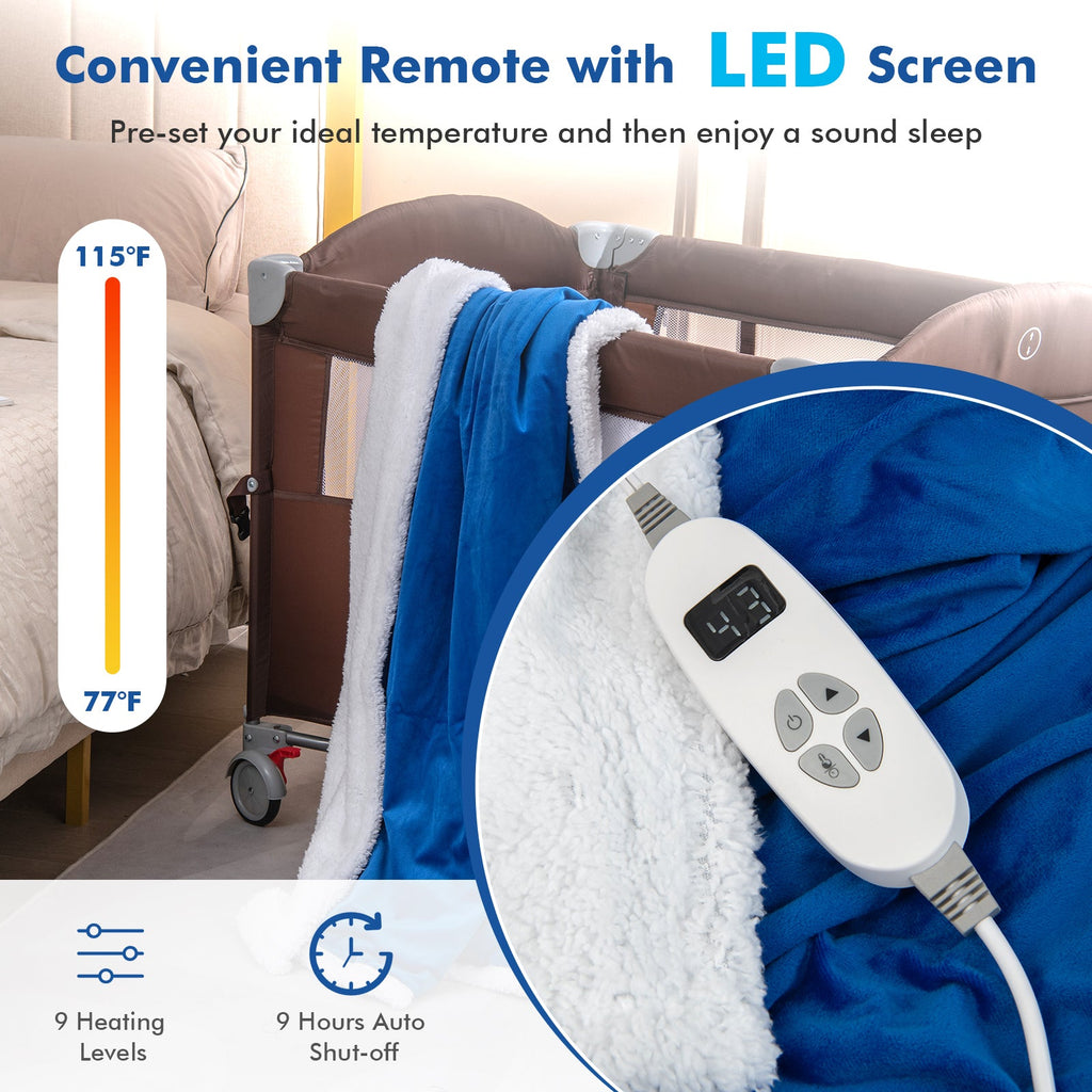 Heated Electric Blanket Throw with 10 Heat Levels