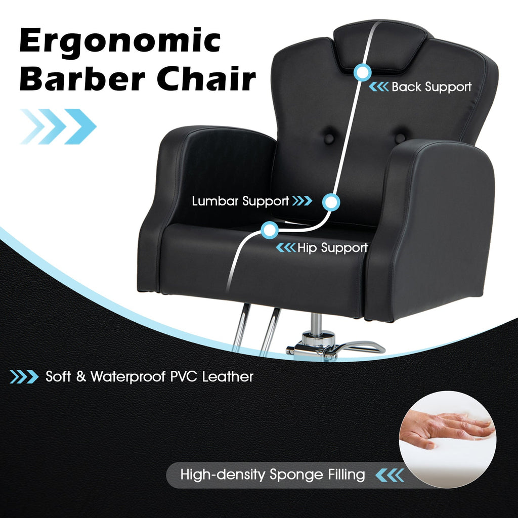 Heavy Duty Salon Chair with 360 Degrees Swivel-Black