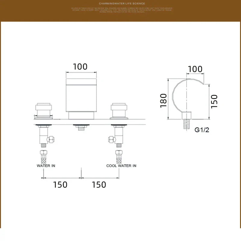 DecorBites™ Gold Waterfall Double Handle Bathroom Basin Faucet