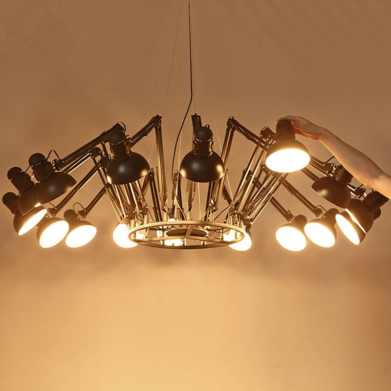 DecorBites™ Industrial Spider Ceiling Lamp Black White Adjustable E27 Fixture Light