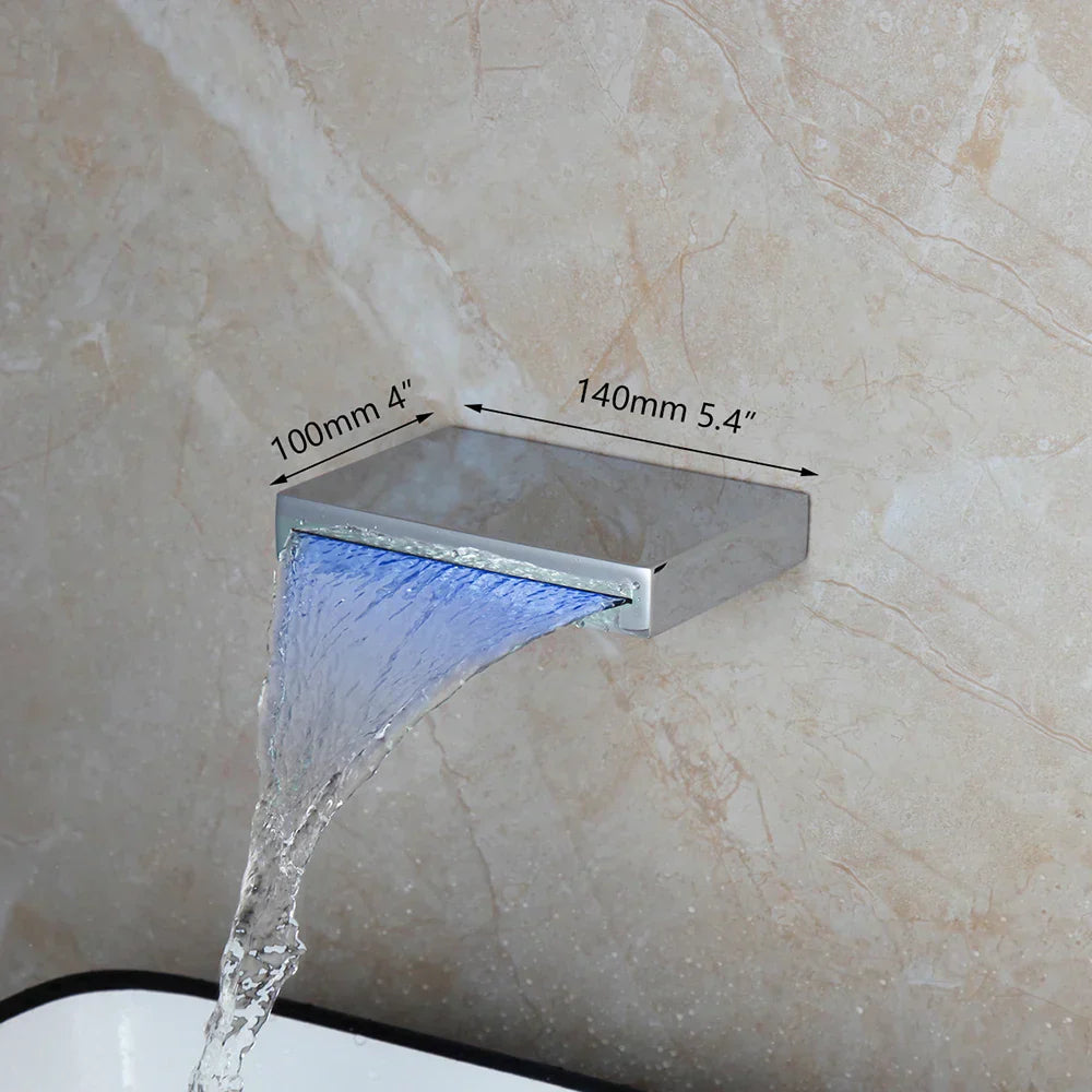 DecorBites™ LED Waterfall Bathtub Faucet in Chrome & Black - Wall Mounted Single Handle