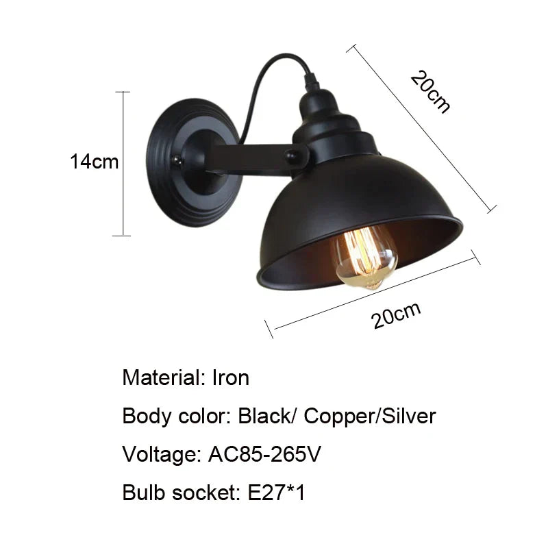 DecorBites™ Industrial Black Wall Sconce E27 Wall Lamp for Indoor Lighting