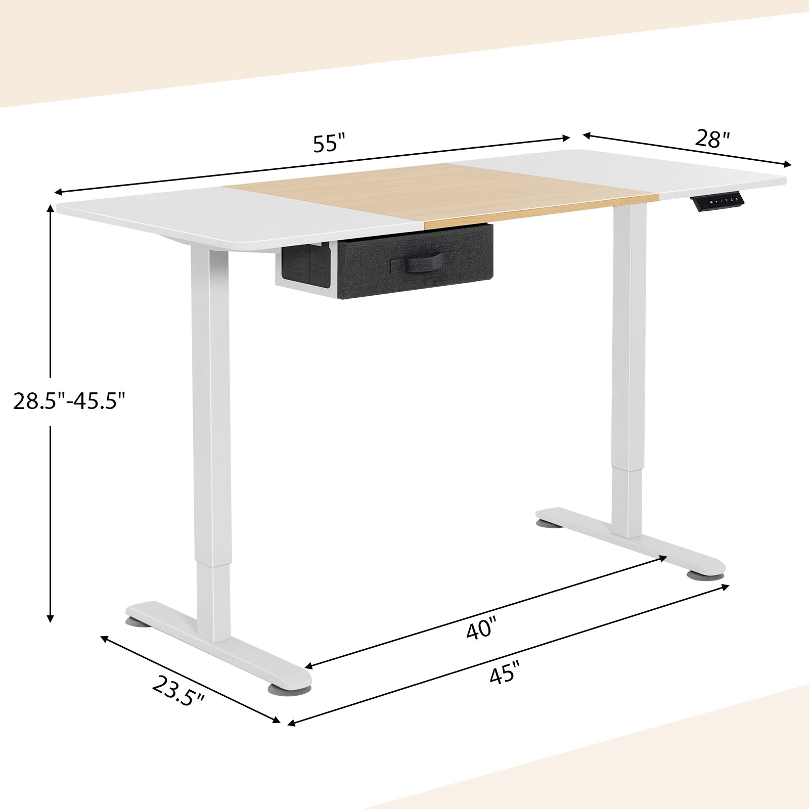 Height Adjustable Electric Standing Desk with USB Charging Port