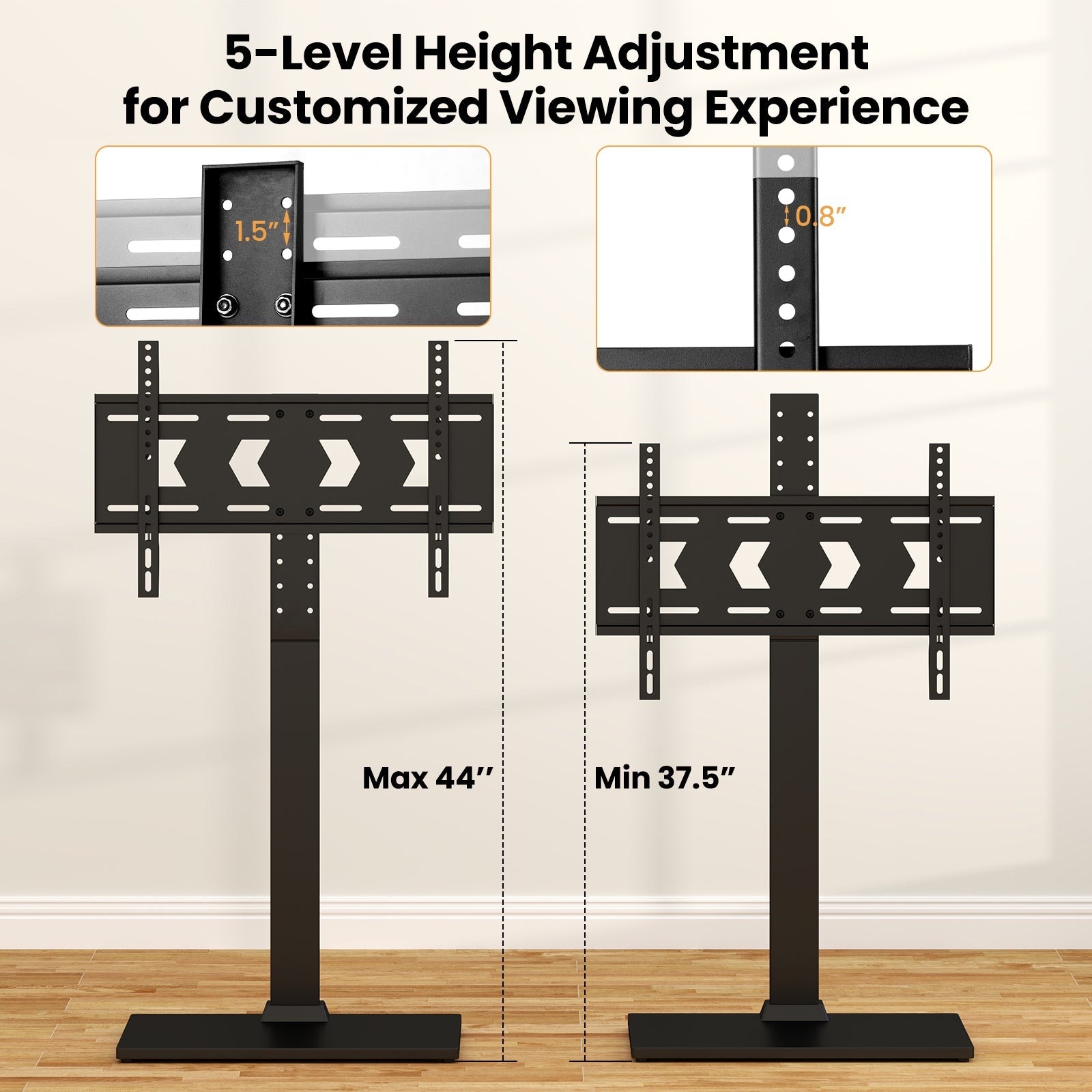 Height Adjustable Floor TV Stand with AV Shelf for 32-70 Inch TVs