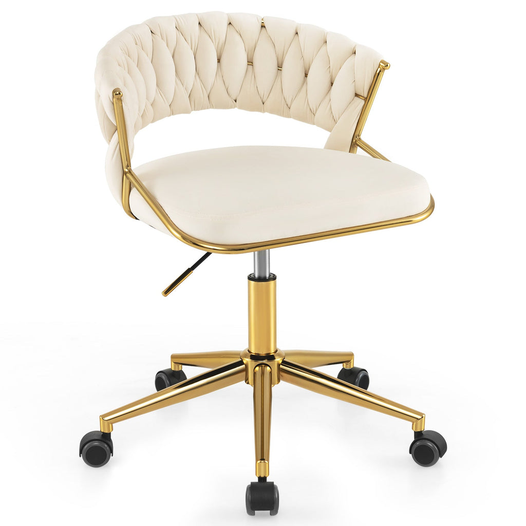 360¬∞ Height Adjustable Swivel Upholstered Desk Computer Chair with Hand-woven Back