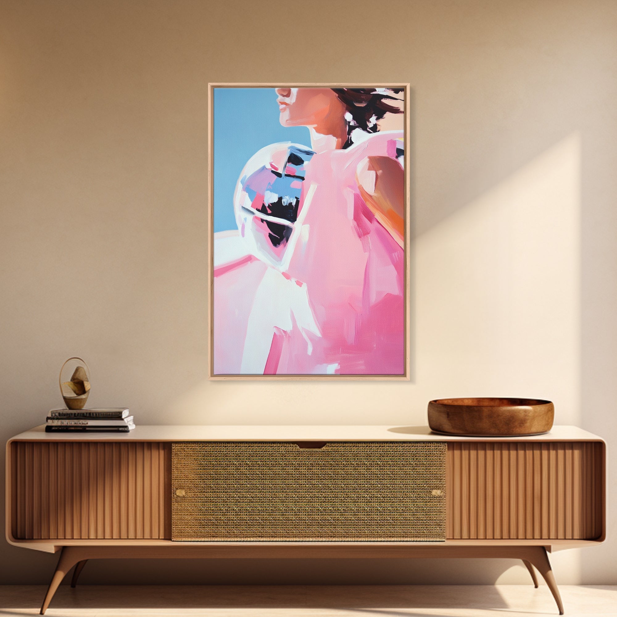 Mirror Ball, Feminine Glam Art, Abstract Reflection, Soft Pastel Aesthetic, Modern Minimalist Decor, Living Room Wall Art, Canvas Print