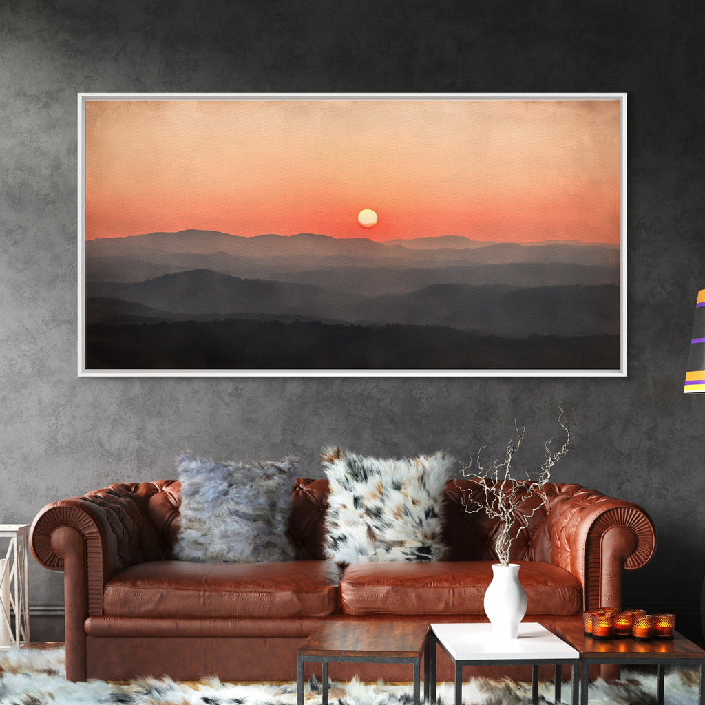Sunrise Over The Smoky Mountains Framed Canvas Print