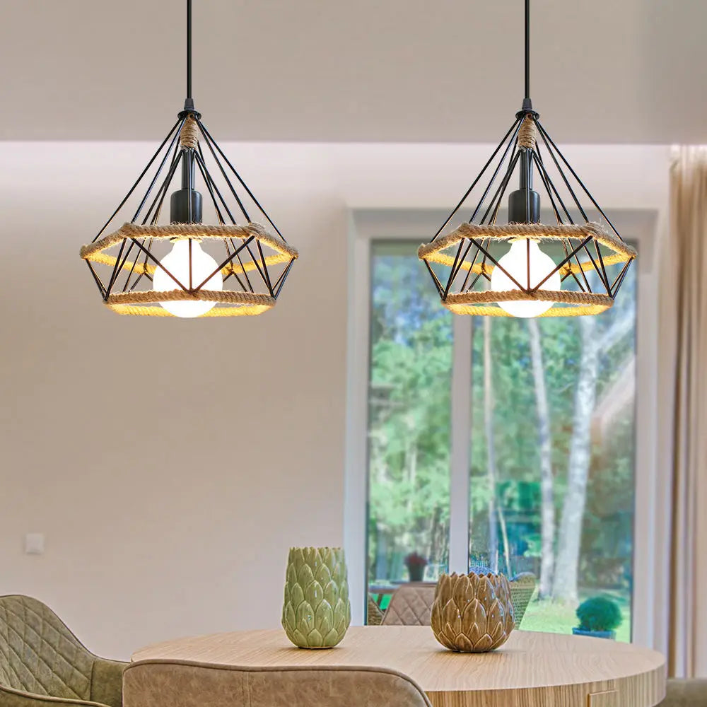 DecorBites™ Diamond Cage Iron Pendant Light for Living Dining Bedroom