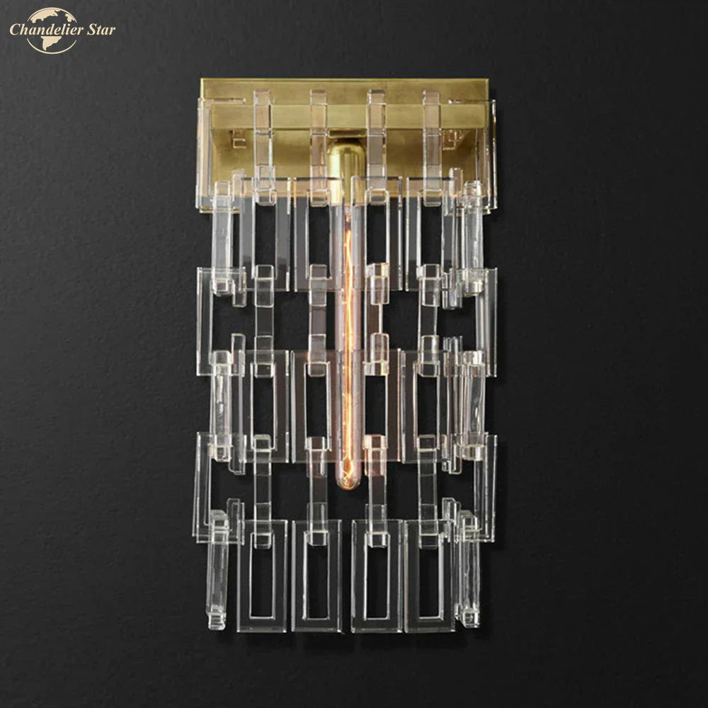 DecorBites™ Crystal Wall Sconce Lamp: Modern Art Deco Square Design for Home Interior
