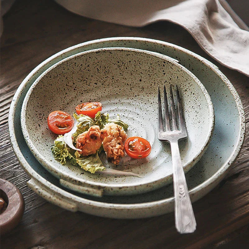 DecorBites™ Japanese Style Ceramic Round Plate - Restaurant Quality Dinnerware