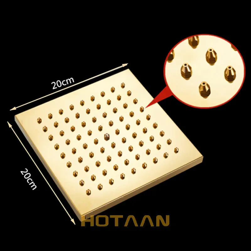 DecorBites™ Gold Square OverHead Rain Shower Head Copper Bathroom Shower