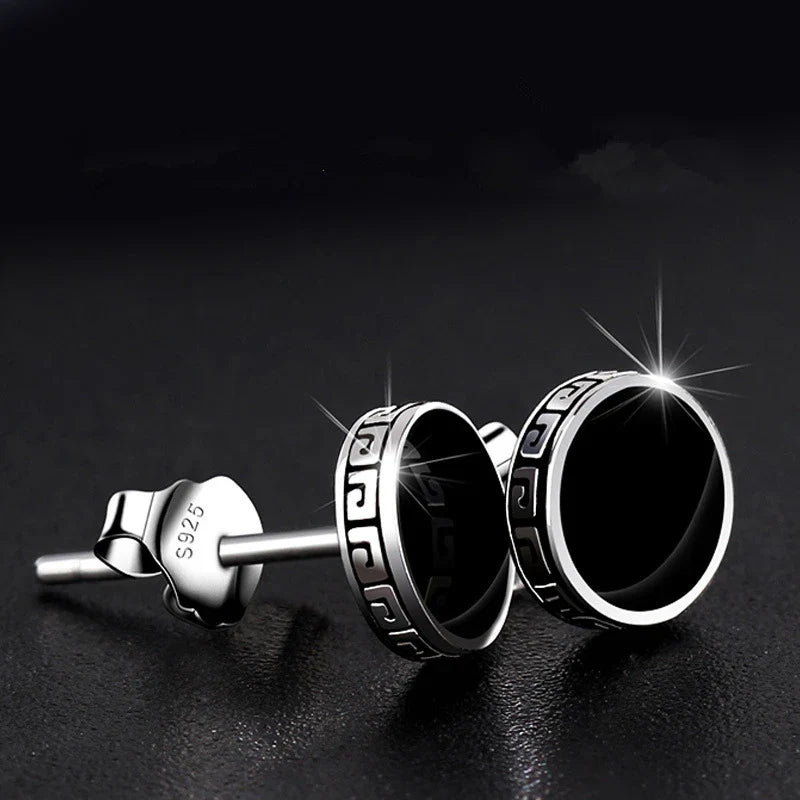 Andara Personalized 925 Sterling Silver Stud Earrings | Men's Street Punk Hip-Hop Jewelry