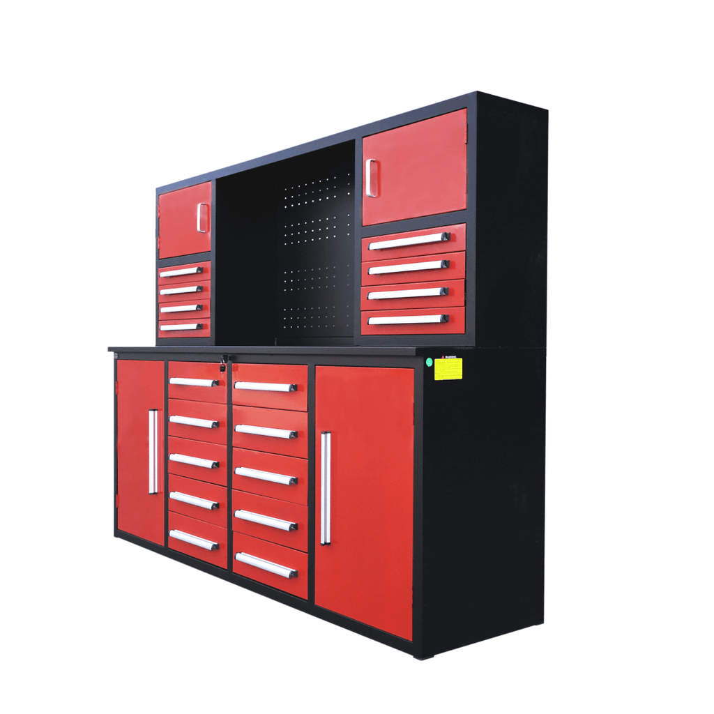 7 ft Garage Workbench Cabinet (18 Drawers & 4 Cabinets & Pegboard)