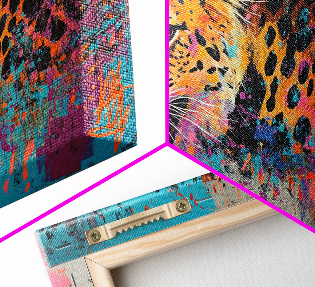 Pop Art Cheetah Painting Print, Wood Framed Art, Canvas Art, Cheetah Print, Cheetah Art, Preppy Decor, Girl's Room Art