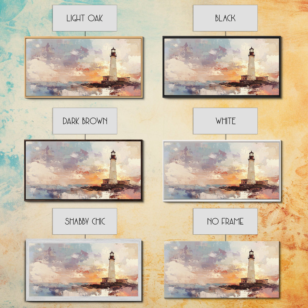 Abstract Oil Painting Print of a Light House, Framed Canvas Print, Nautical Themed Home Decor, Seascapes Painting
